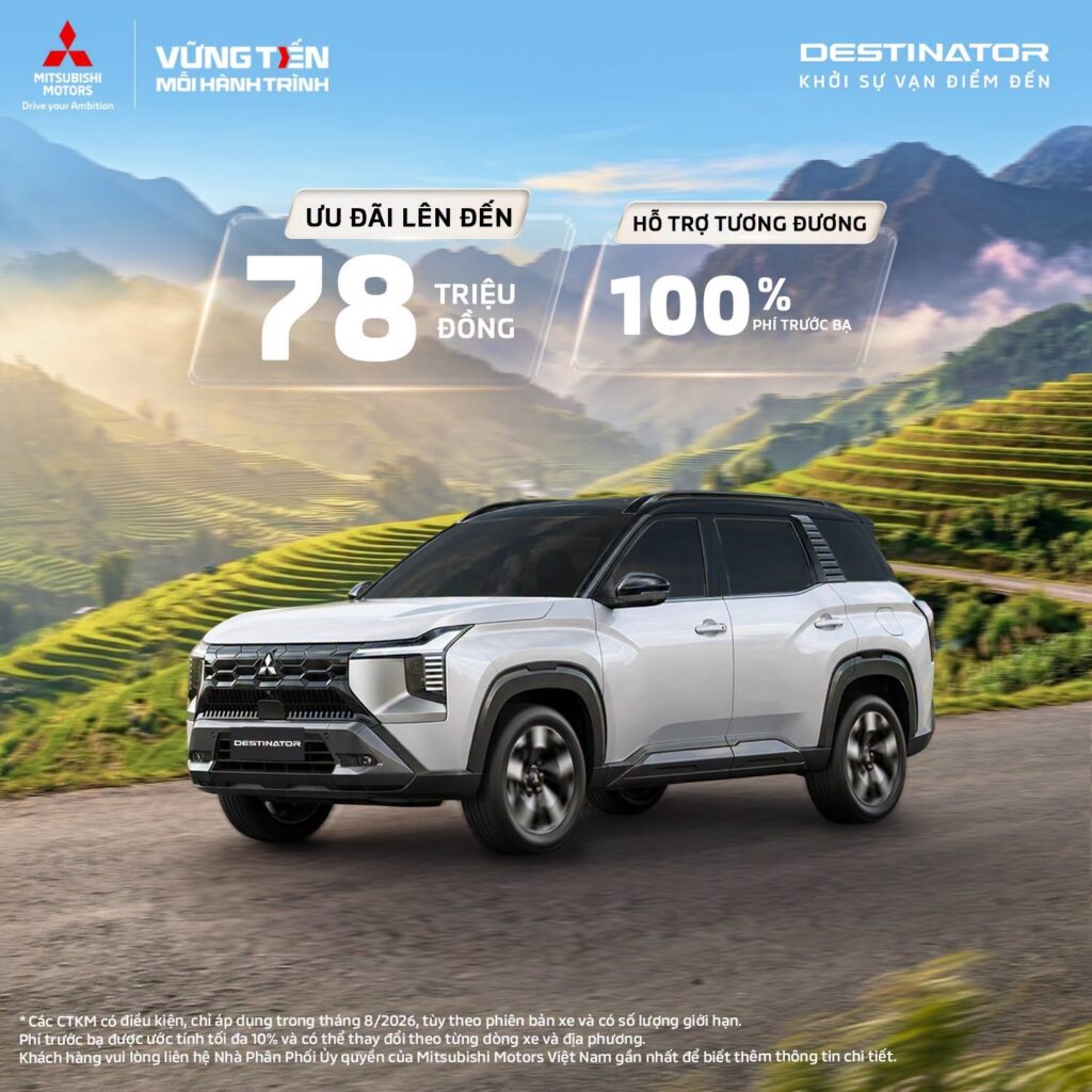 Mitsubishi Destinator được tăng ưu đãi trong tháng 8/2026